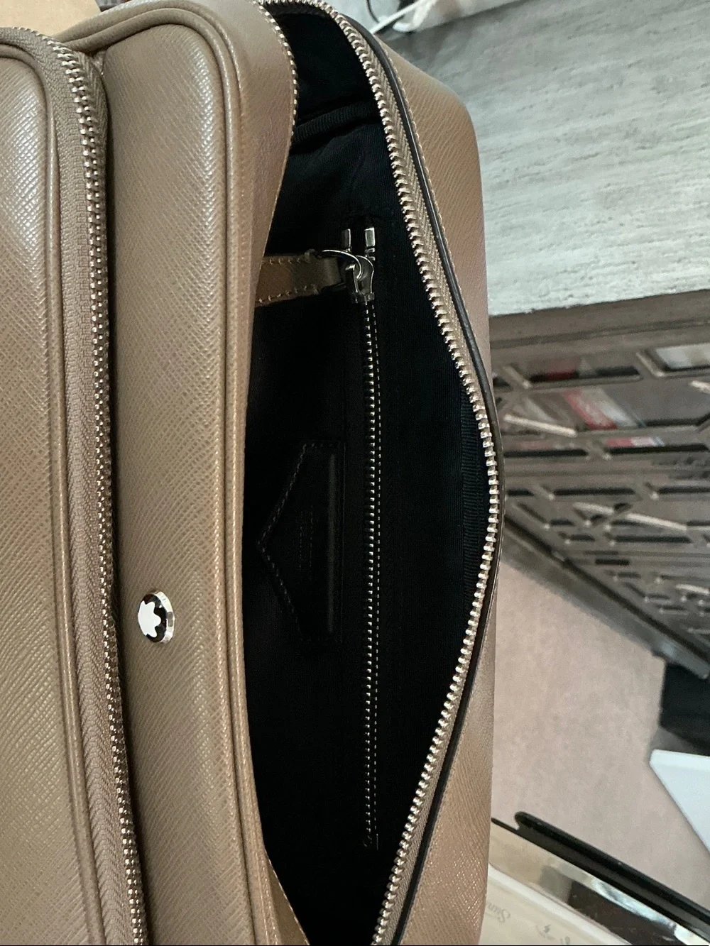Mont Blanc Taupe Brown Satorial Leather Messenger Bag